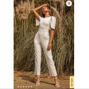 lulus ivory puff sleeve jumpsuit